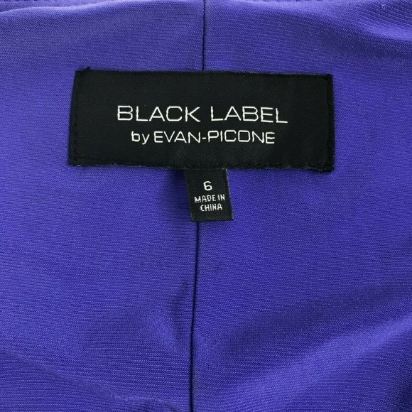 Evan Picone Black Label Purple Faux Wrap Ruffle V - Picture 2 of 7